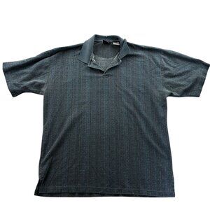 Bugle Boy Mens Polo Shirt XL Blue Geometric Retro Short Sleeve Casual Streetwear